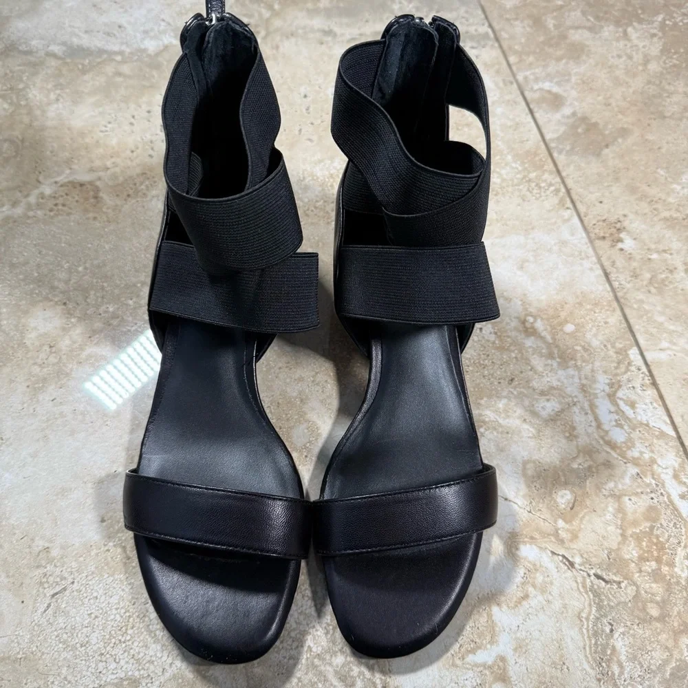Delman D-Catch Black Nappa Leather Strappy Wedge Sandals Women’s 7.5M